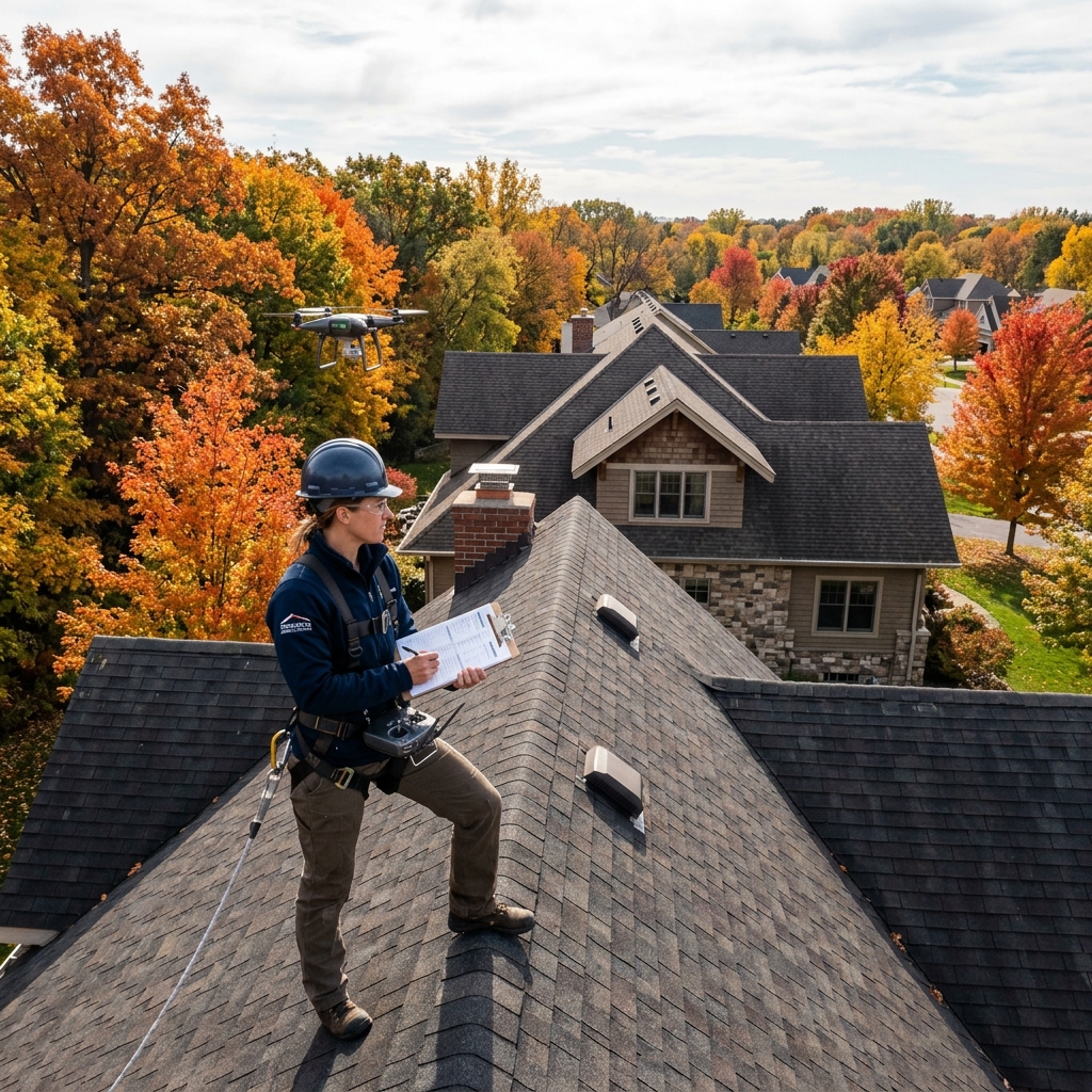 Detailed inspection of a Minnesota roof after storm damage